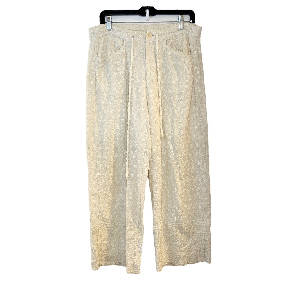 Sundance Solstice Culotte Cotton Wide Leg Embroidered Summer Pants Size 10P